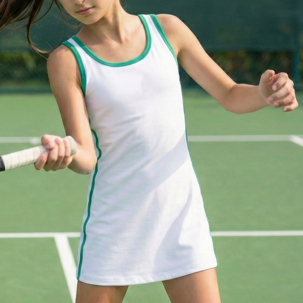FlipZy - White/Green Tennis Dress