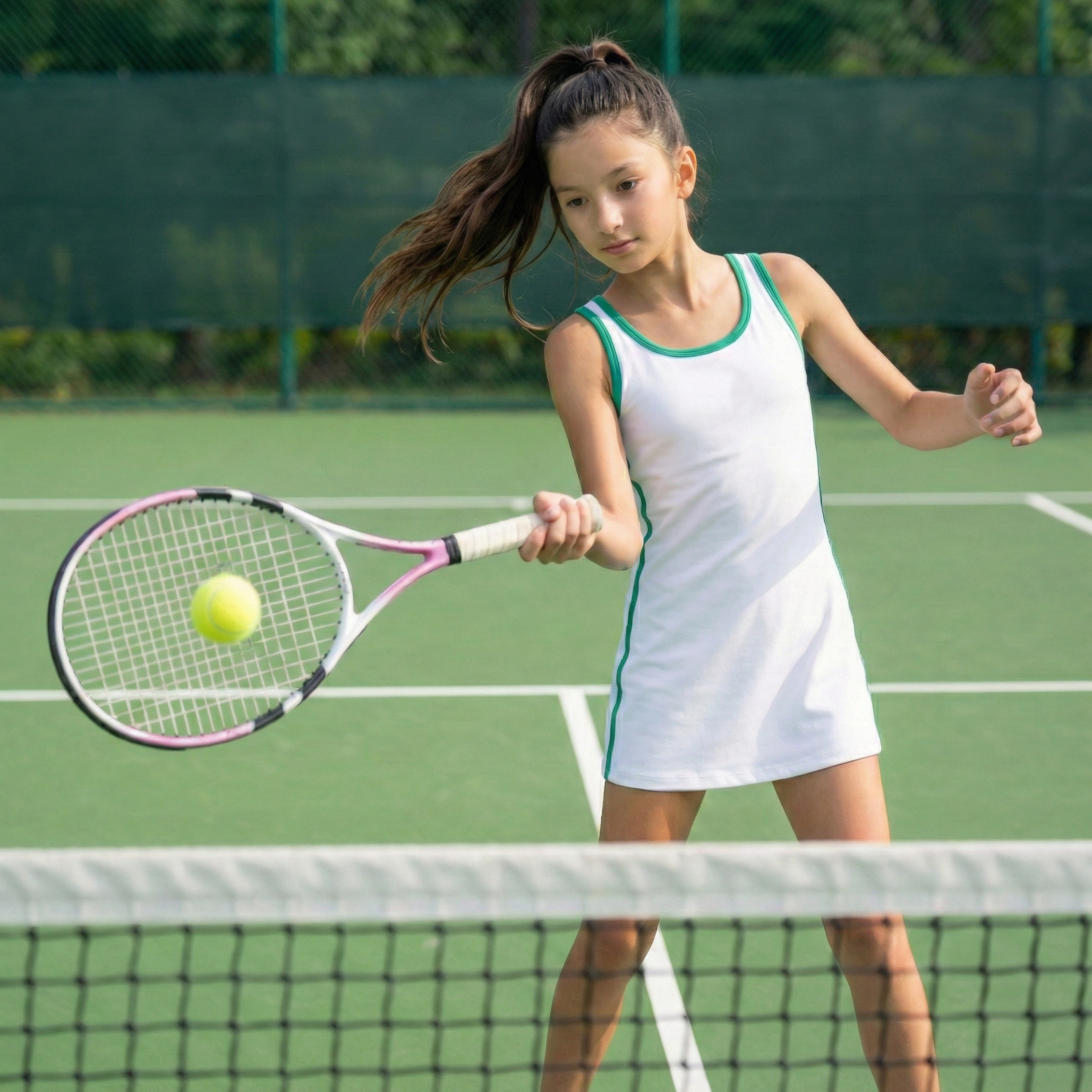 FlipZy - White/Green Tennis Dress