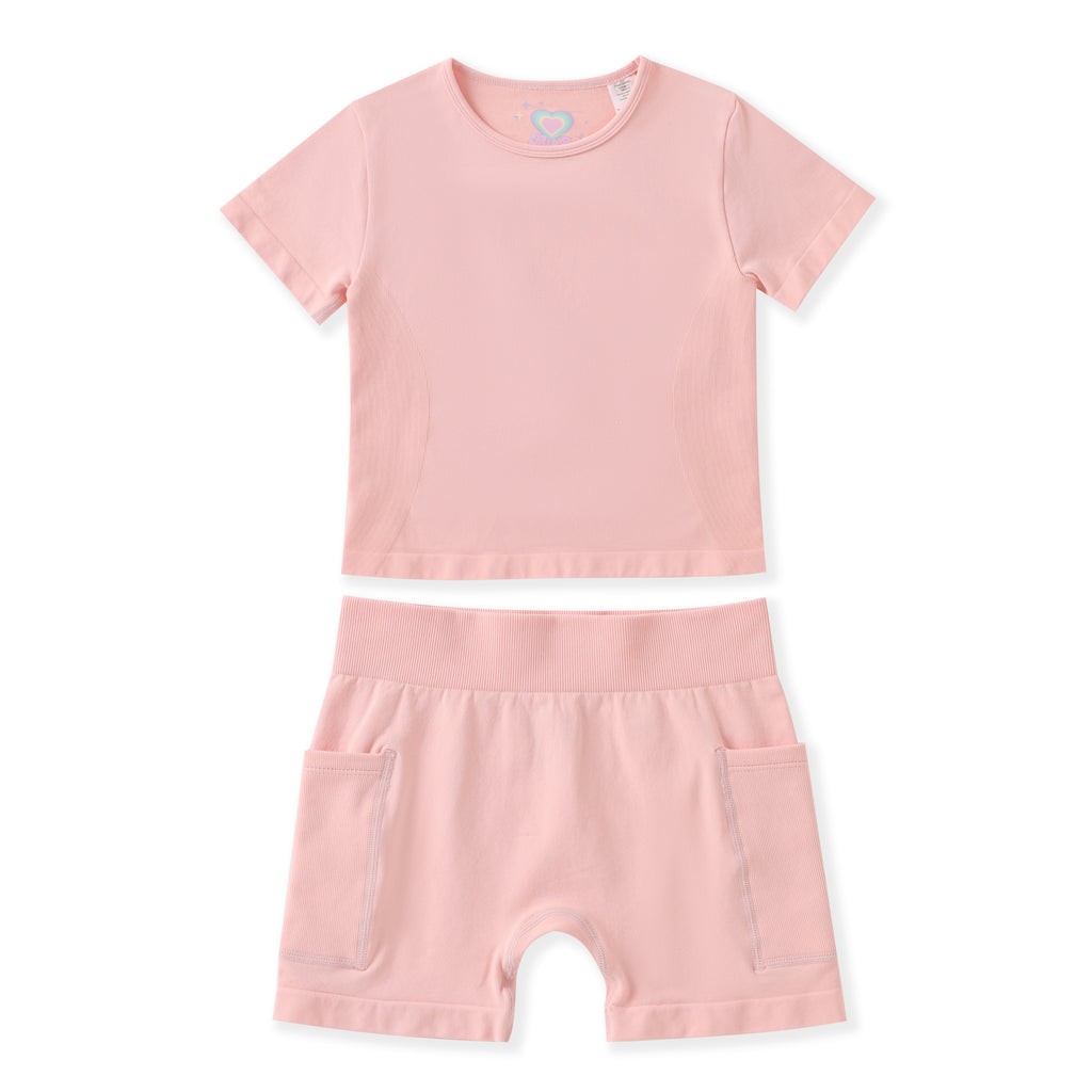 FlipZy - Pink Yoga Tee and Shorts Set