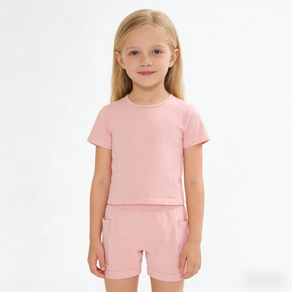 FlipZy - Pink Yoga Tee and Shorts Set