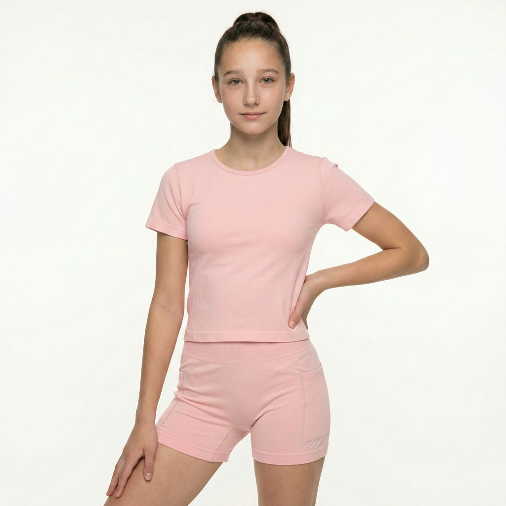 FlipZy - Pink Yoga Tee and Shorts Set